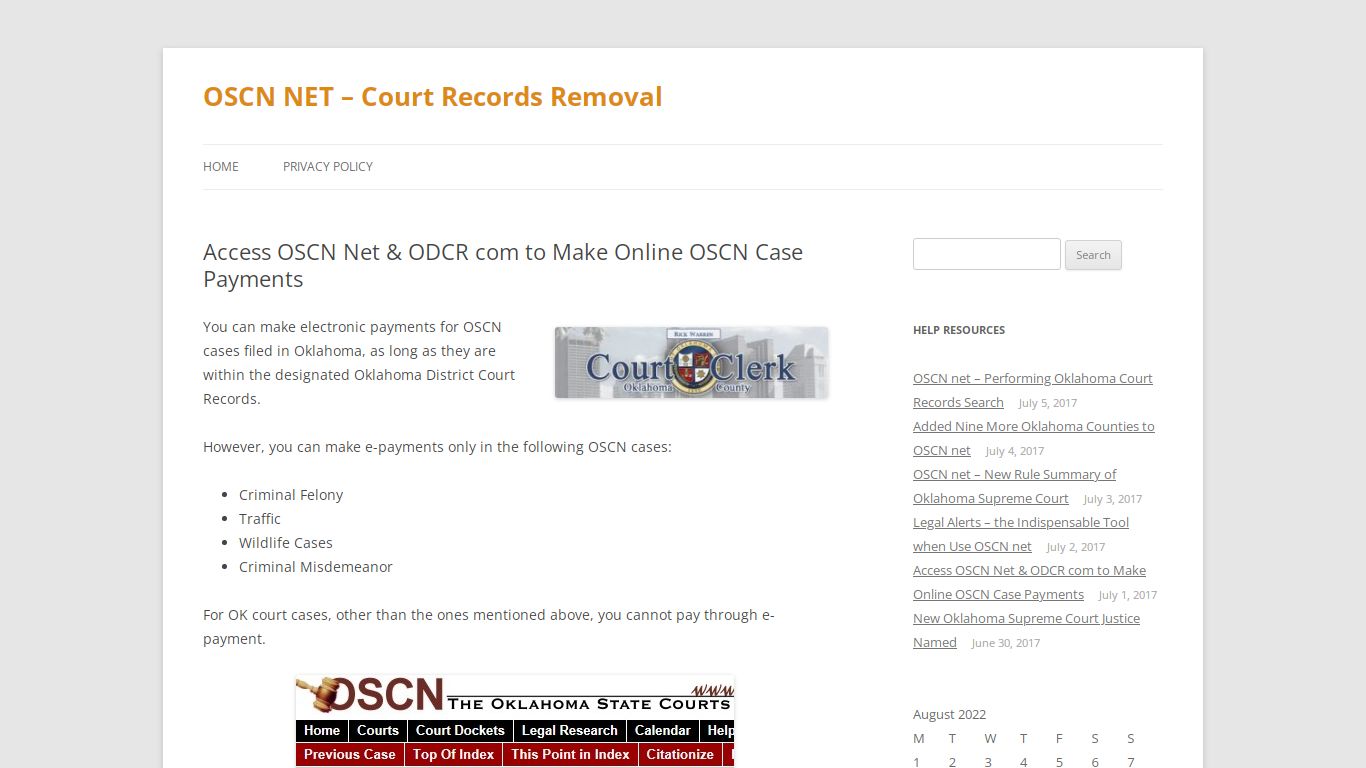 Access OSCN Net & ODCR com to Make Online OSCN Case Payments